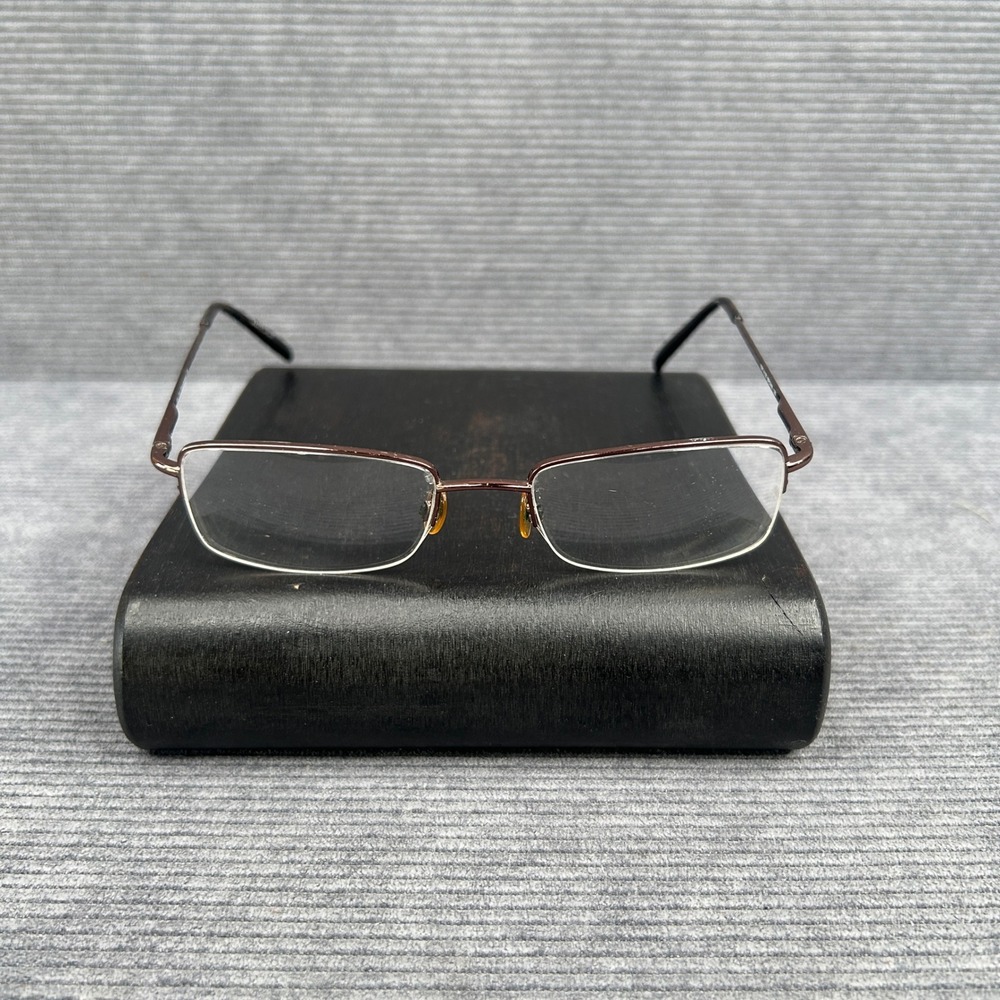 Altair A105 Brown Rectangular Semi-Rimless y2k Eyeglasses Frames 51-19-135 vtg